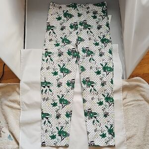 Madison White Capri with Green Floral Print